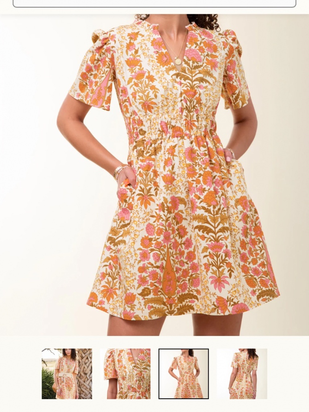 Spartina 449 Olivia Dress Floral Coral/Orange Print size XXL